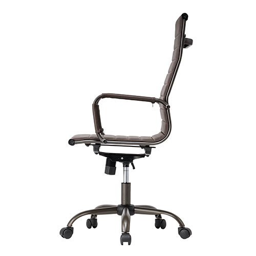 レザーチェア スリムチェア ビンテージ調 レトロデザイン ハイバック ブラウン