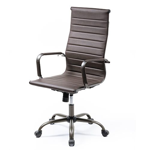 レザーチェア スリムチェア ビンテージ調 レトロデザイン ハイバック ブラウン