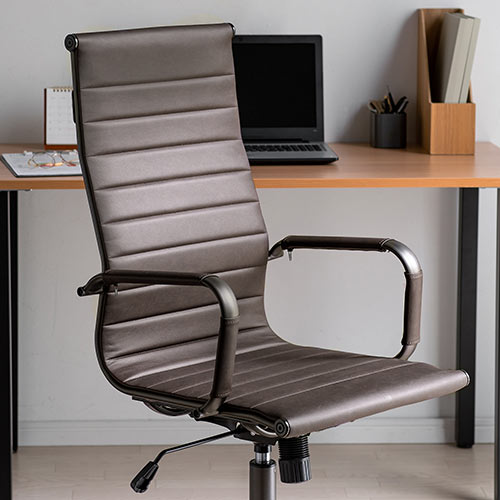 レザーチェア スリムチェア ビンテージ調 レトロデザイン ハイバック ブラウン