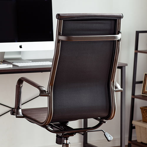 レザーチェア スリムチェア ビンテージ調 レトロデザイン ハイバック ブラウン