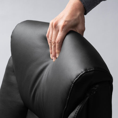 レザーチェア（極厚クッション・PUレザー・跳ね上げ式肘掛け・ロッキング・ミドルバック・社長椅子）