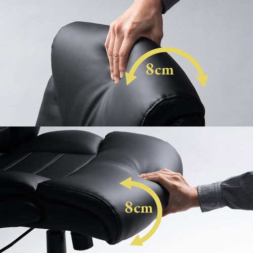 レザーチェア（極厚クッション・PUレザー・跳ね上げ式肘掛け・ロッキング・ミドルバック・社長椅子）