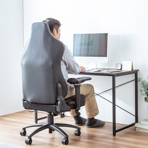 電動　リクライニングチェア グレー  200kg耐荷重 レザーチェア（ゲーミングチェア・リクライニング・傾斜角度170°・特殊