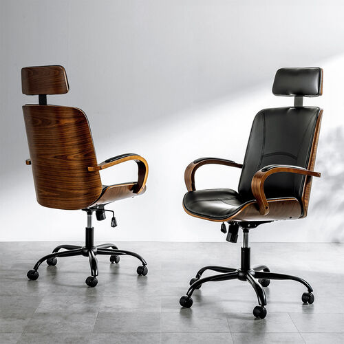 レザーチェア（PUレザー・天然木・ロッキング・ロッキング固定