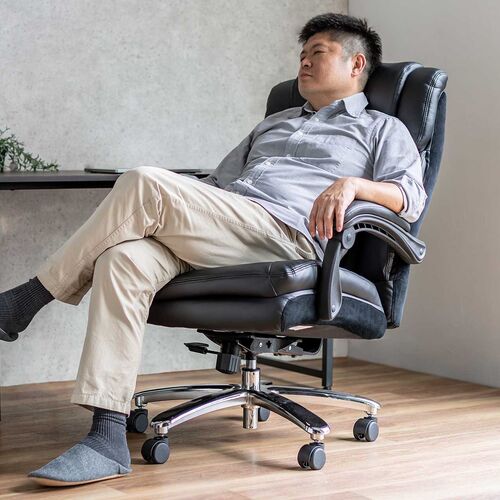 レザーチェア（高耐荷重チェア・ハイバックチェア・耐荷重200kg・PUレザー・シンクロロッキング）