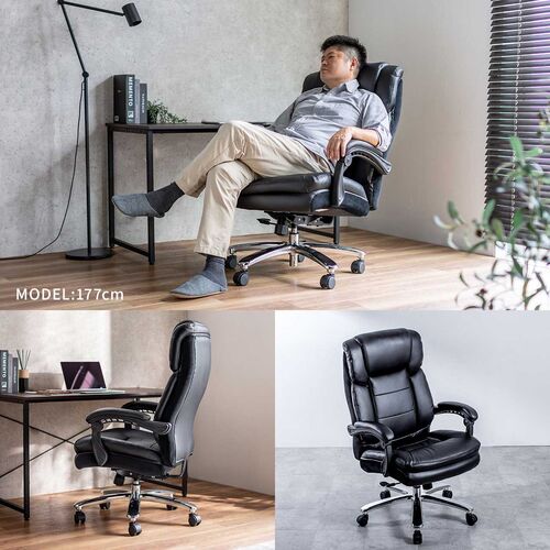 レザーチェア（高耐荷重チェア・ハイバックチェア・耐荷重200kg・PUレザー・シンクロロッキング）