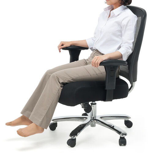 メッシュチェア（ネット・ミドルバック・ロッキング・肘付き・高耐荷重・ランバーサポート・ブラック）