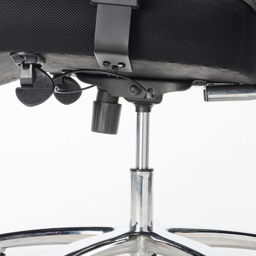 メッシュチェア（ネット・ミドルバック・ロッキング・肘付き・高耐荷重・ランバーサポート・ブラック）