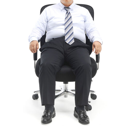 メッシュチェア（ネット・ミドルバック・ロッキング・肘付き・高耐荷重・ランバーサポート・ブラック）