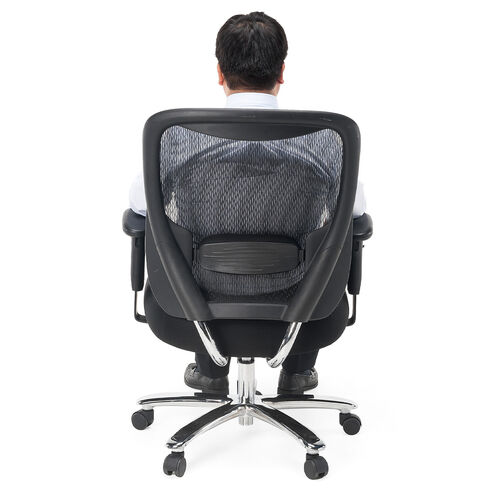 メッシュチェア（ネット・ミドルバック・ロッキング・肘付き・高耐荷重・ランバーサポート・ブラック）