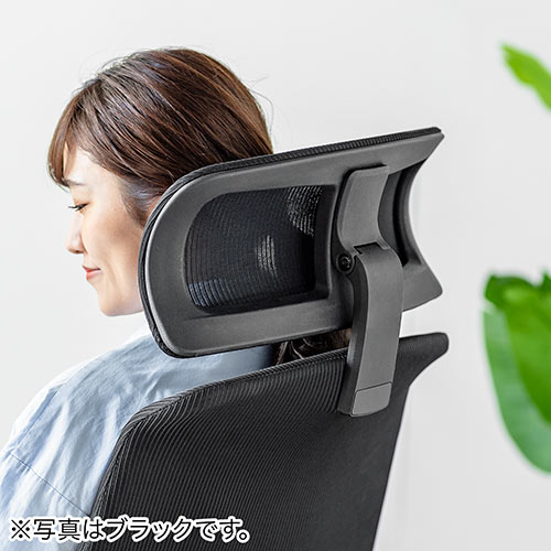 メッシュチェア（ロッキング・ハイバック・ヘッドレスト・肘掛け付き・ホワイトフレーム・ヘッドレスト・背もたれグレー）