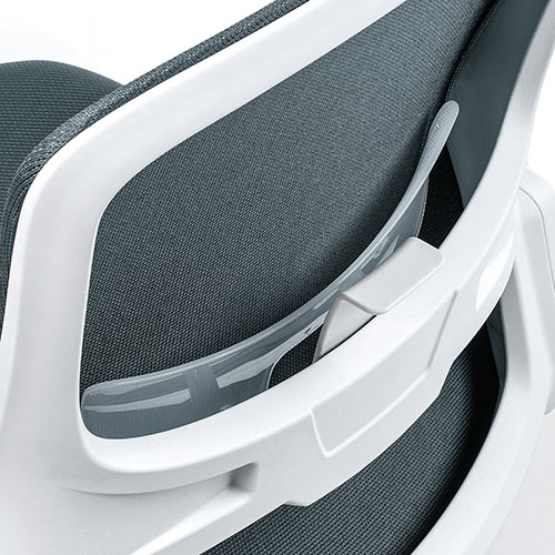 メッシュチェア（オフィスチェア・ホワイトフレーム・ミドルバック・ロッキング・ランバーサポート・グレー）