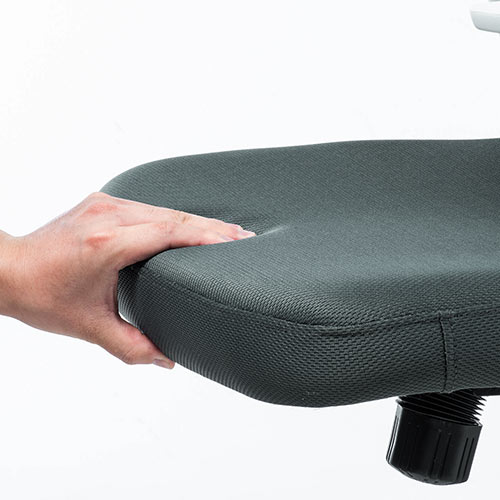 メッシュチェア（オフィスチェア・ホワイトフレーム・ミドルバック・ロッキング・ランバーサポート・グレー）