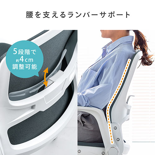 ♡ メッシュバックチェア 肘掛け・ランバーサポート付 ブラック [5158] ♡ メッシュバックチェア 肘掛け・ランバーサポート付 ブラック