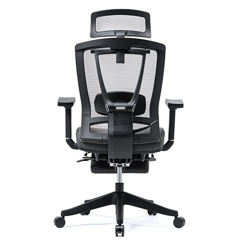 メッシュチェア 2点稼動ロッキング（リクライニング ハイバック オットマン 座面スライド アームレスト ヘッドレスト ランバーサポート）