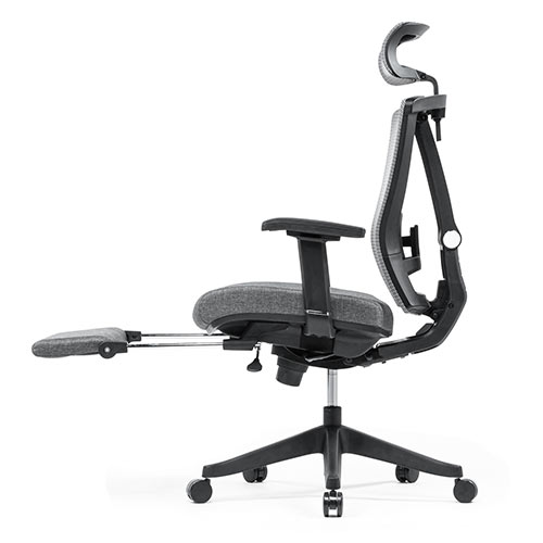 メッシュチェア 2点稼動ロッキング（リクライニング ハイバック オットマン 座面スライド アームレスト ヘッドレスト ランバーサポート）