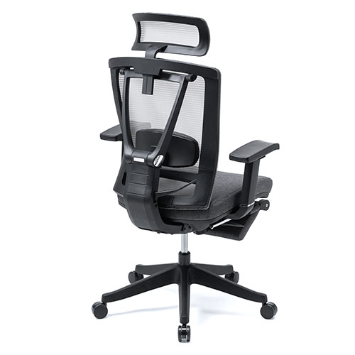メッシュチェア 2点稼動ロッキング（リクライニング ハイバック オットマン 座面スライド アームレスト ヘッドレスト ランバーサポート）
