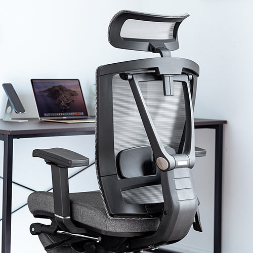 メッシュチェア 2点稼動ロッキング（リクライニング ハイバック オットマン 座面スライド アームレスト ヘッドレスト ランバーサポート）