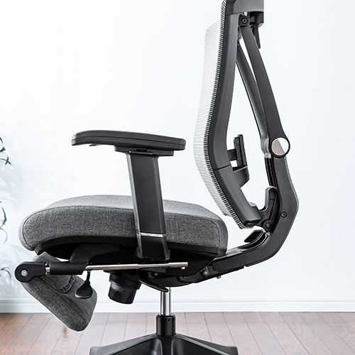 メッシュチェア 2点稼動ロッキング（リクライニング ハイバック オットマン 座面スライド アームレスト ヘッドレスト ランバーサポート）