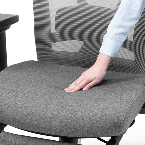 メッシュチェア 2点稼動ロッキング（リクライニング ハイバック オットマン 座面スライド アームレスト ヘッドレスト ランバーサポート）