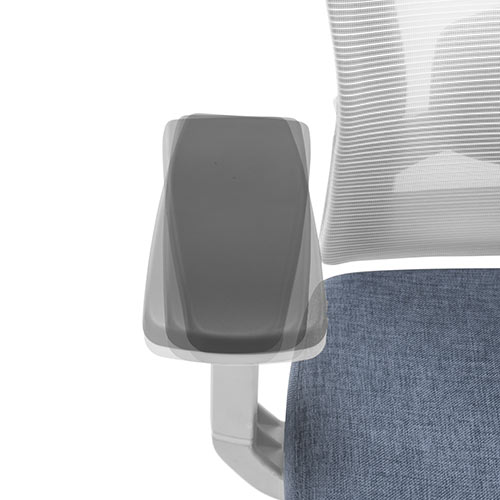 メッシュチェア（ハイバック・ロッキング・収納式オットマン・ランバーサポート・ヘッドレスト・ホワイトフレーム・ブルー）