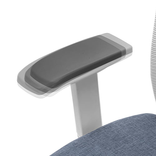 メッシュチェア（ハイバック・ロッキング・収納式オットマン・ランバーサポート・ヘッドレスト・ホワイトフレーム・ブルー）