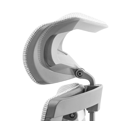 メッシュチェア（ハイバック・ロッキング・収納式オットマン・ランバーサポート・ヘッドレスト・ホワイトフレーム・ブルー）