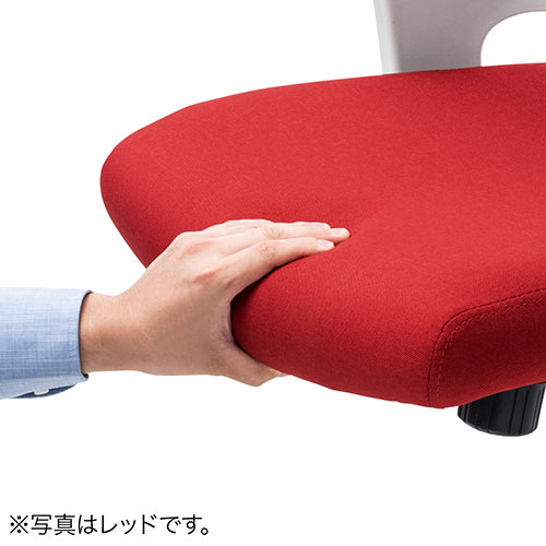 メッシュチェア（ロッキング・ハイバック・ヘッドレスト着脱可能・肘掛け付き・ホワイトフレーム・ウレタンキャスター・ブルー）