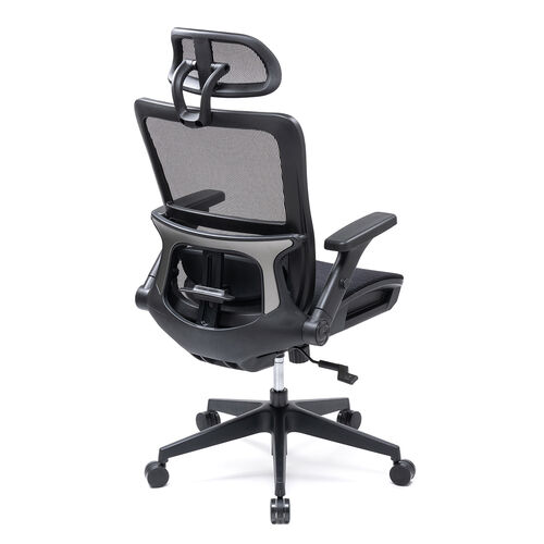 メッシュチェア（オールメッシュ・シンクロロッキング・跳ね上げアームレスト・薄型オットマン・ランバーサポート）