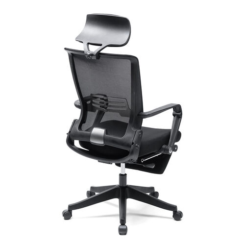 折りたたみメッシュチェア（折りたたみ式背もたれ・デスク下収納可能・シンクロロッキング・4段階角度固定・収納式オットマン・工具不要）