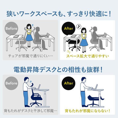 折りたたみメッシュチェア（折りたたみ式背もたれ・デスク下収納可能・シンクロロッキング・4段階角度固定・収納式オットマン・工具不要）