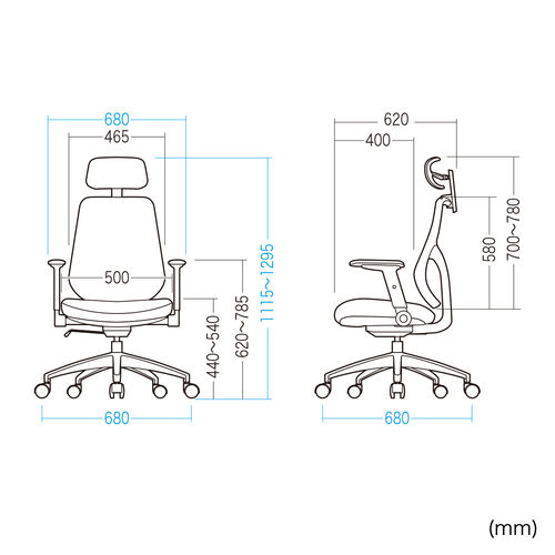 メッシュチェア（体重感知式ロッキング・ミドルバック・ヘッドレスト・可動式アームレスト・モールドウレタン座面・グレー）