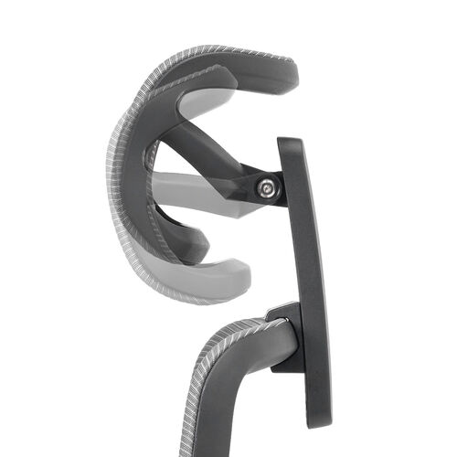 メッシュチェア（体重感知式ロッキング・ミドルバック・ヘッドレスト・可動式アームレスト・モールドウレタン座面・グレー）