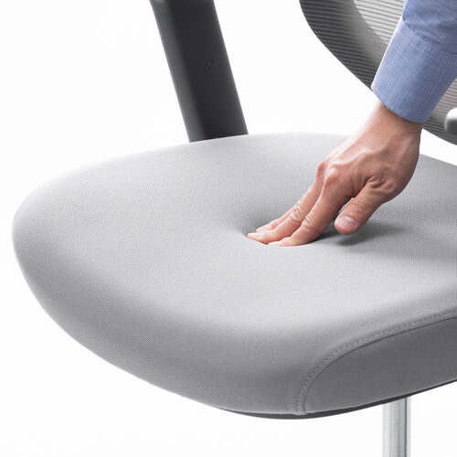 メッシュチェア（体重感知式ロッキング・ミドルバック・ヘッドレスト・可動式アームレスト・モールドウレタン座面・グレー）