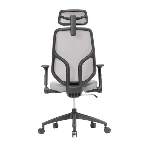 メッシュチェア（体重感知式ロッキング・ミドルバック・ヘッドレスト・可動式アームレスト・モールドウレタン座面・グレー）