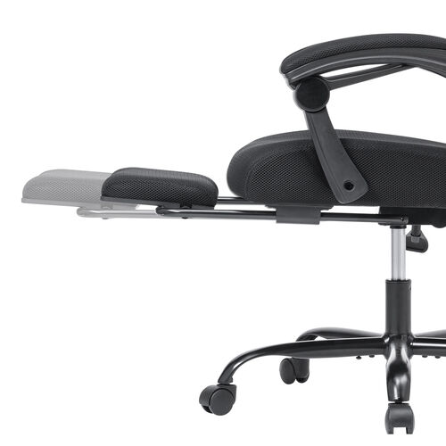 メッシュチェア（リクライニング・最大傾斜角120°・収納式オットマン・ヘッドレスト・ランバーサポート・アームレスト）