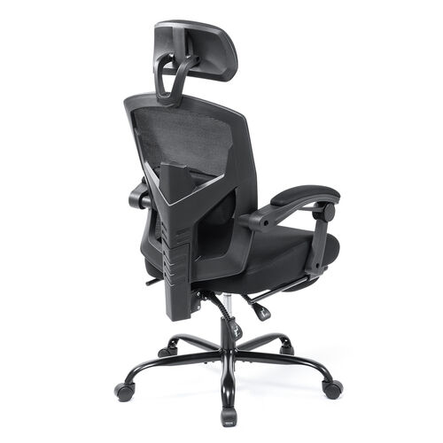 メッシュチェア（リクライニング・最大傾斜角120°・収納式オットマン・ヘッドレスト・ランバーサポート・アームレスト）