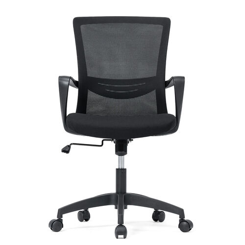 オフィスチェア（メッシュチェア・ロッキング・ミドルバック・アームレスト・ランバーサポート・ブラック）