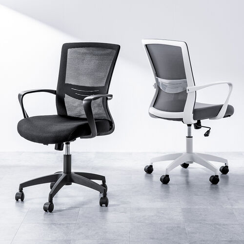 オフィスチェア（メッシュチェア・ロッキング・ミドルバック・アームレスト・ランバーサポート・ブラック）