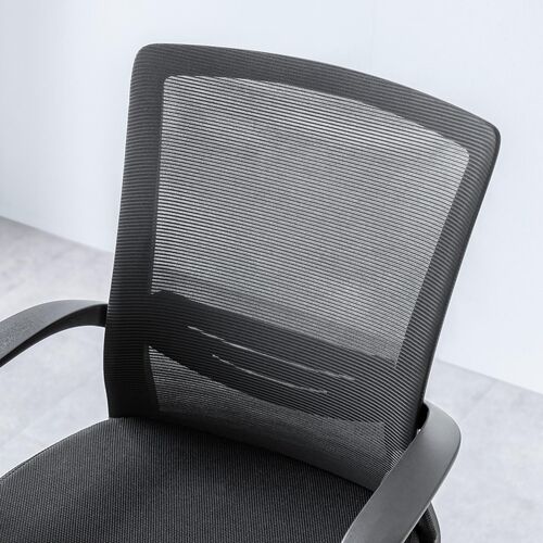 オフィスチェア（メッシュチェア・ロッキング・ミドルバック・アームレスト・ランバーサポート・ブラック）