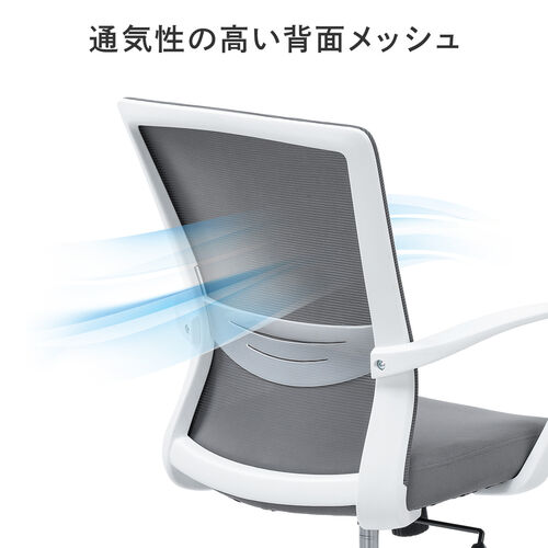 オフィスチェア（メッシュチェア・ロッキング・ミドルバック・アームレスト・ランバーサポート・ブラック）