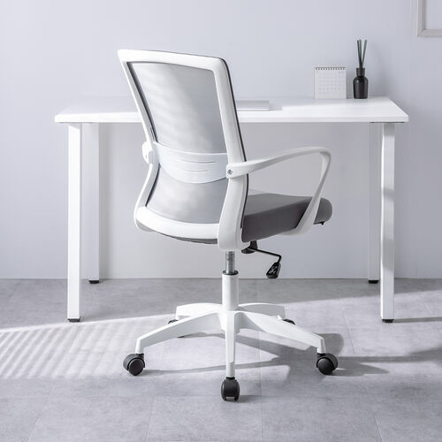 オフィスチェア（メッシュチェア・ロッキング・ミドルバック・アームレスト・ランバーサポート・グレー）