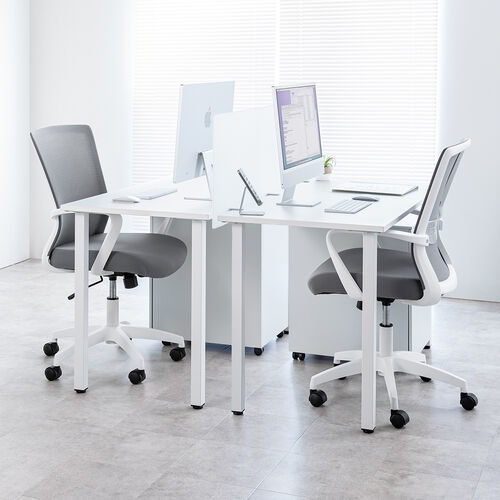 オフィスチェア（メッシュチェア・ロッキング・ミドルバック・アームレスト・ランバーサポート・グレー）