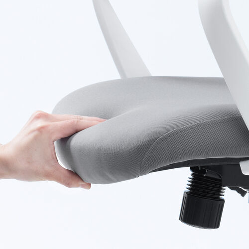 オフィスチェア（メッシュチェア・ロッキング・ミドルバック・アームレスト・ランバーサポート・グレー）