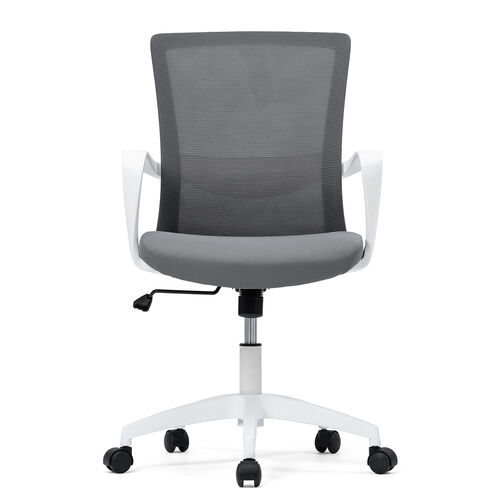 オフィスチェア（メッシュチェア・ロッキング・ミドルバック・アームレスト・ランバーサポート・グレー）