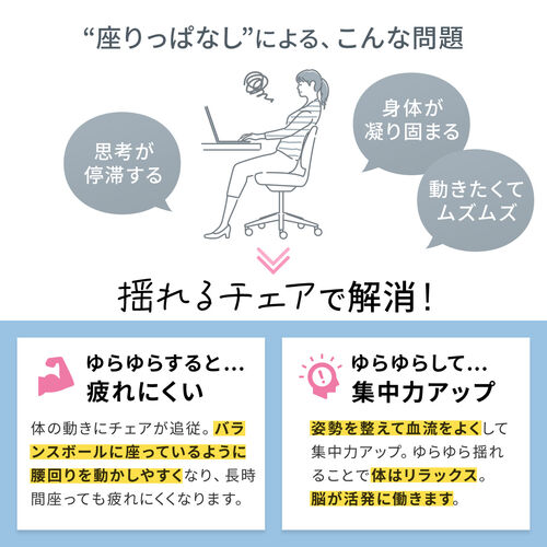 スイングチェア（メッシュチェア・シンクロロッキング・耐荷重120kg・4Dアームレスト・大型ウレタンキャスター）