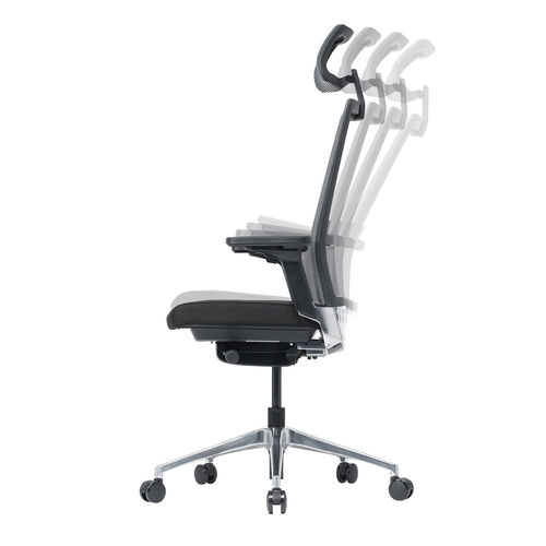 スイングチェア（ヘッドレスト付き・メッシュチェア・シンクロロッキング・耐荷重120kg・4Dアームレスト・大型ウレタンキャスター）