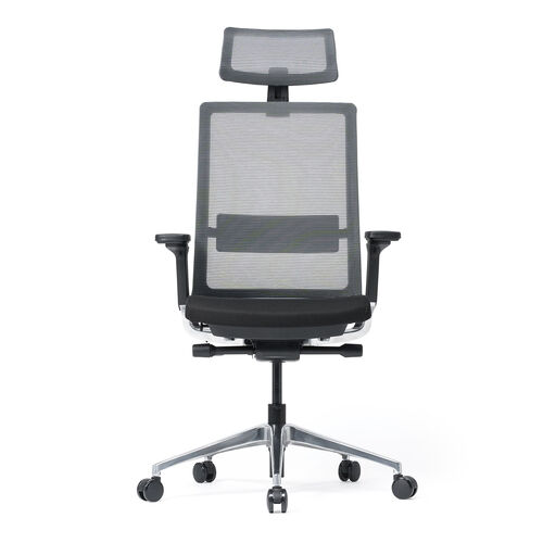 スイングチェア（ヘッドレスト付き・メッシュチェア・シンクロロッキング・耐荷重120kg・4Dアームレスト・大型ウレタンキャスター）