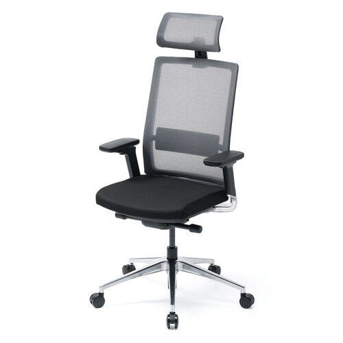 スイングチェア（ヘッドレスト付き・メッシュチェア・シンクロロッキング・耐荷重120kg・4Dアームレスト・大型ウレタンキャスター）