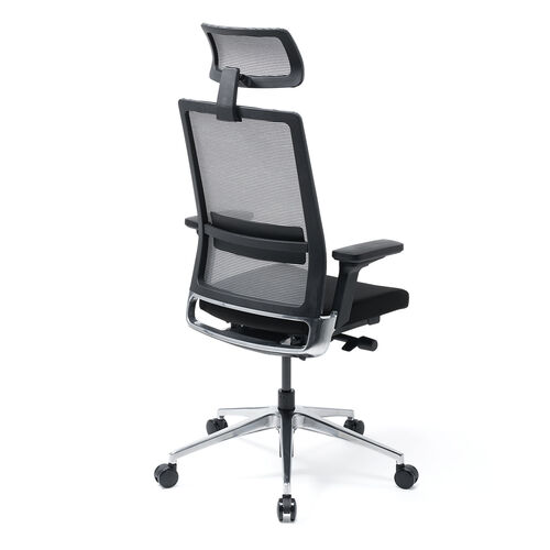 スイングチェア（ヘッドレスト付き・メッシュチェア・シンクロロッキング・耐荷重120kg・4Dアームレスト・大型ウレタンキャスター）